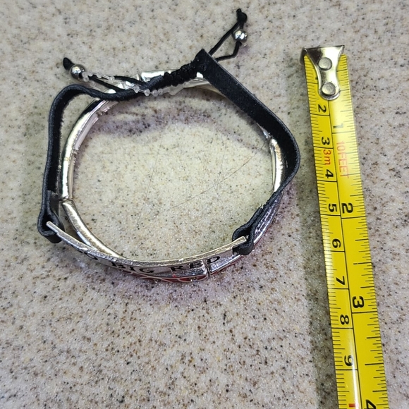 Go BIG RED 2 Bracelets.  1 Red/ 1 Leather - Picture 6 of 8